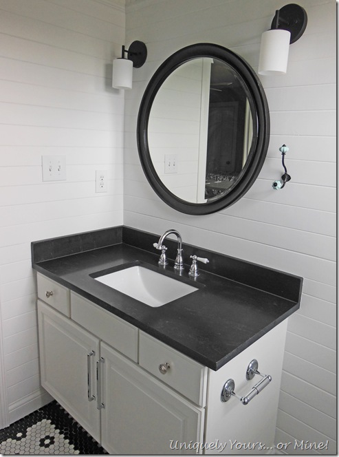 Black and white traditional bathroom renovation